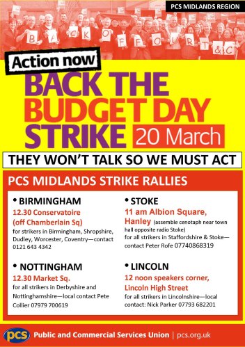 MArch 2013 PCS budget day strike rallies