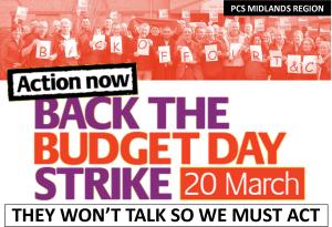 PCS 2013 budget day strike banner